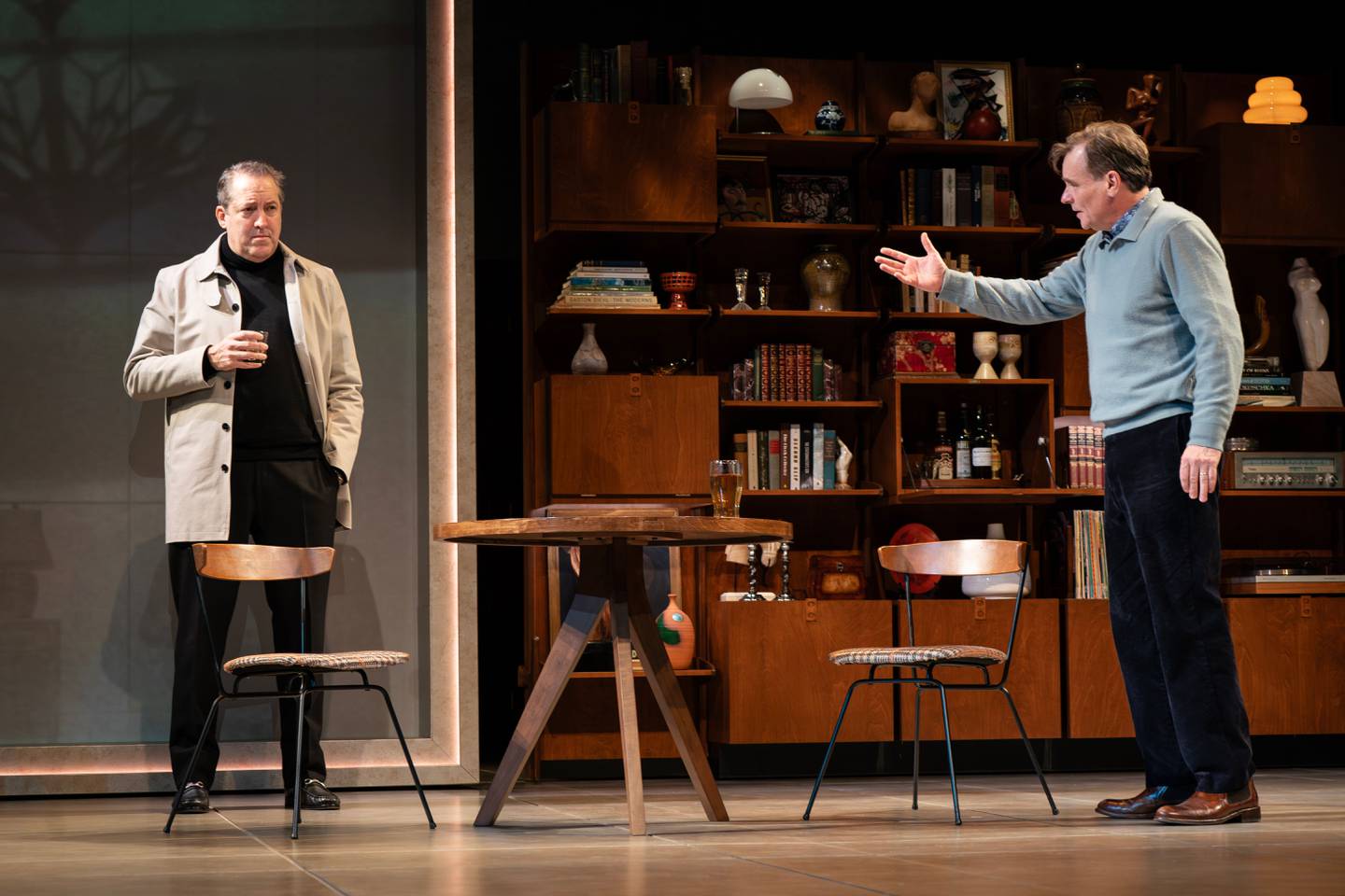 Betrayal_4: (L-R) Ian Barford and Robert Sean Leonard. at Goodman Theatre in Chicago in 2025.