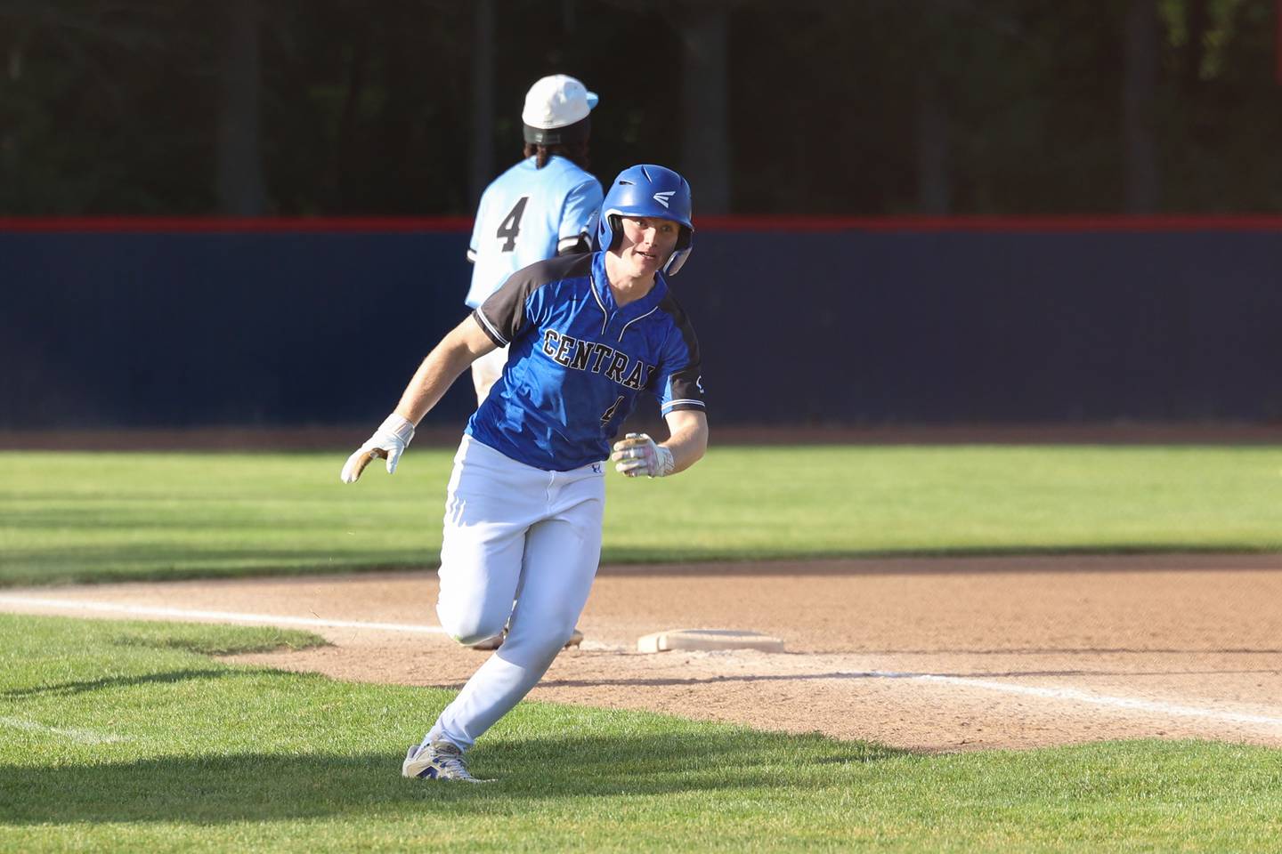 Clifton Central's Noah Vining heads home to score during Central's 8-4 victory over Kankakee on Monday, May 11, 2026.