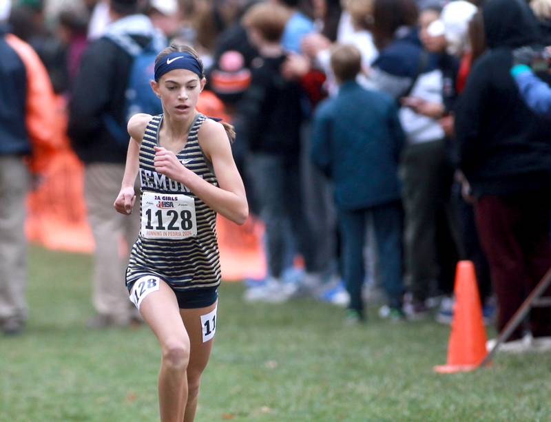 Lemont’s Hannah Farley competes in the Class 2A State Cross Country Championships on Saturday, Nov. 9, 2024 at Detweiller Park in Peoria.