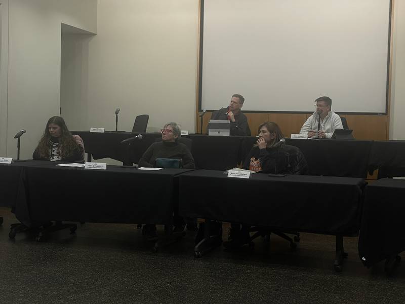 Members of the DeKalb Planning & Zoning Commission sit in on a March 18, 2024 meeting of the DeKalb Planning & Zoning Commission.