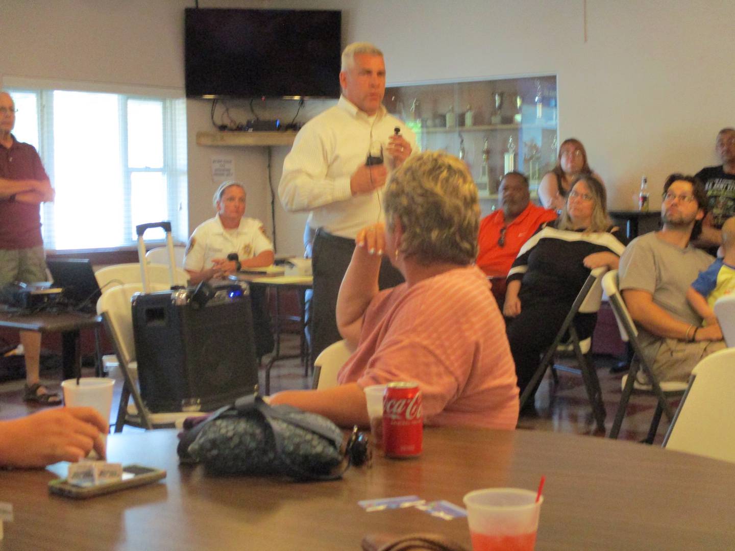 Joliet Mayor Bob O'Dekirk tells residents of the Cunningham neighborhood that the city will continue to try to close down an apartment house for registered sex offenders at a neighborhood meeting on June 1, 2022.