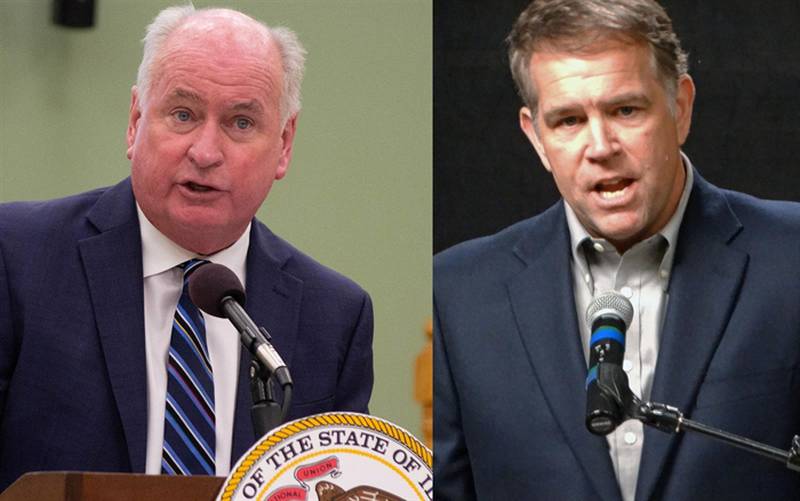 Republican state Rep. Dan Brady, of Bloomington, and former federal prosecutor John Milhiser are both vying for the Republican nomination for secretary of state. (Capitol News Illinois photos)