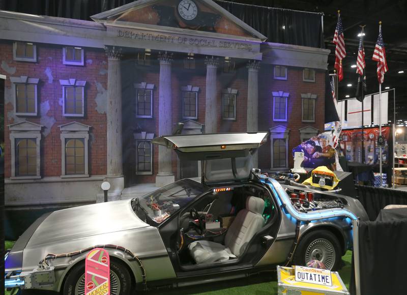 A view of a "Back to the Future" DeLorean is on display on Thursday, Feb. 8, 2024 during the Chicago Auto Show in McCormick Place.