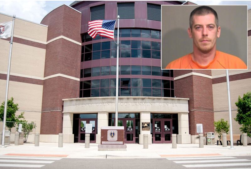 Inset of Joshua R. Kreger, of Wonder Lake, in front of Northwest Herald file of the McHenry County courthouse.