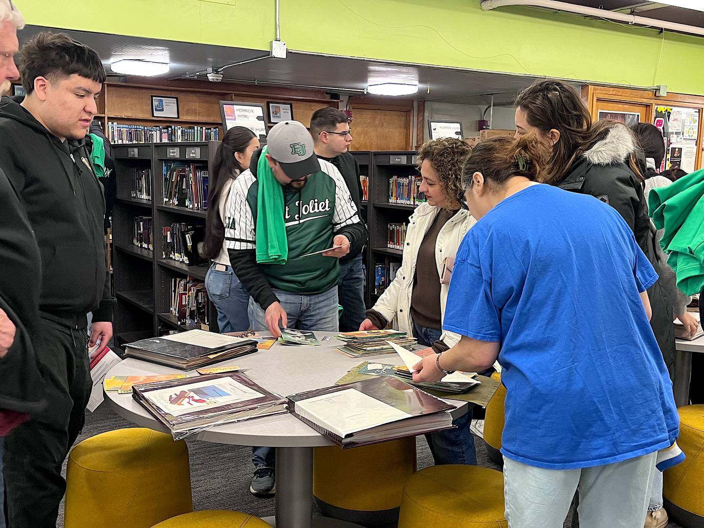 Old yearbooks were provided during the open house on Saturday, April 18, 2026, at Gompers Junior High School in Joliet. The school will close at the end of the school year to make way for the new Gompers building in the fall.