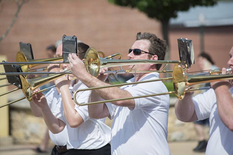 The Dixon Municipal Band marches to Oakwood cemetery Monday, May 30, 2022 in honor of Memorial Day.