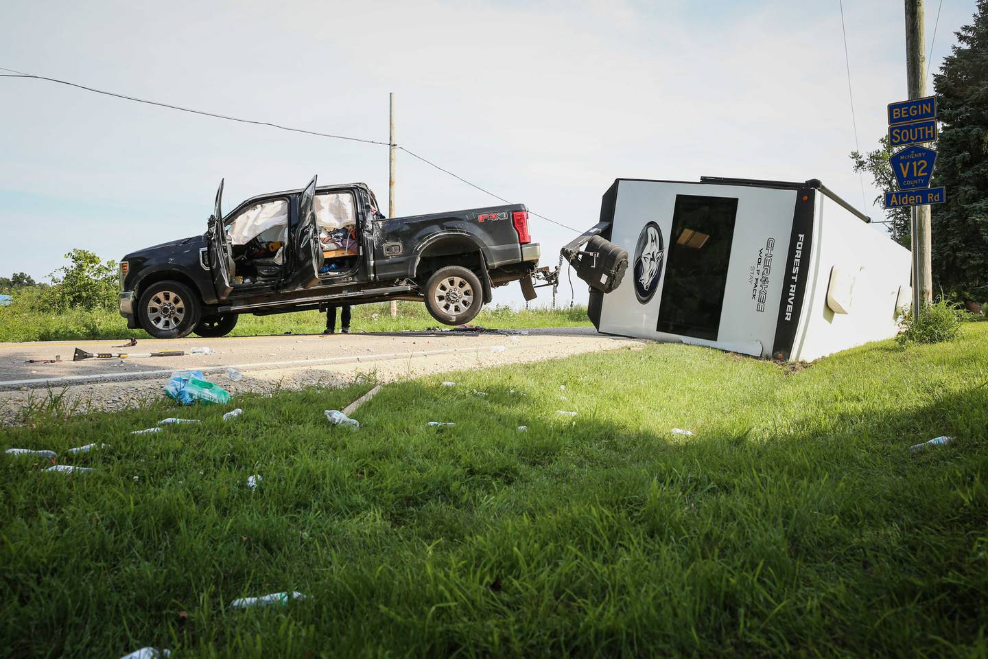 A man was hospitalized after a crash near Harvard Aug. 4, 2025.