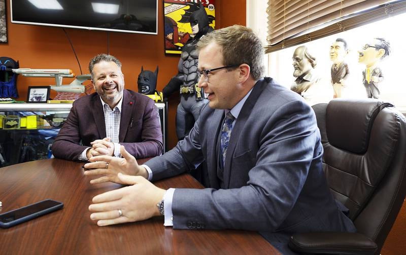 Paul (left) and Thomas Whitcombe practice law together in DIxon.
