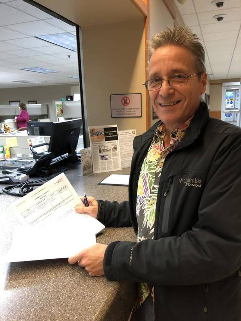 Robert Miller files his statement of economic interest Nov. 26 at Crystal Lake City Hall.