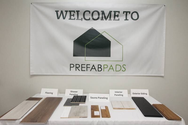 Various customizations for interior finishes are available to choose from while picking out a tiny home with samples on display at the Prefab Pads LLC factory in Waukegan on July 17th, 2023.
Image by Candace H. Johnson for Shaw Local News Network