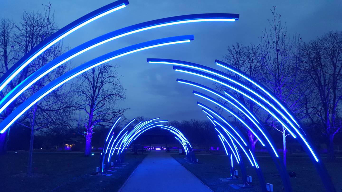 The Cantigny grounds, and McCormick House itself, feature dazzling light displays installed by LEC Event Technology of Downers Grove.