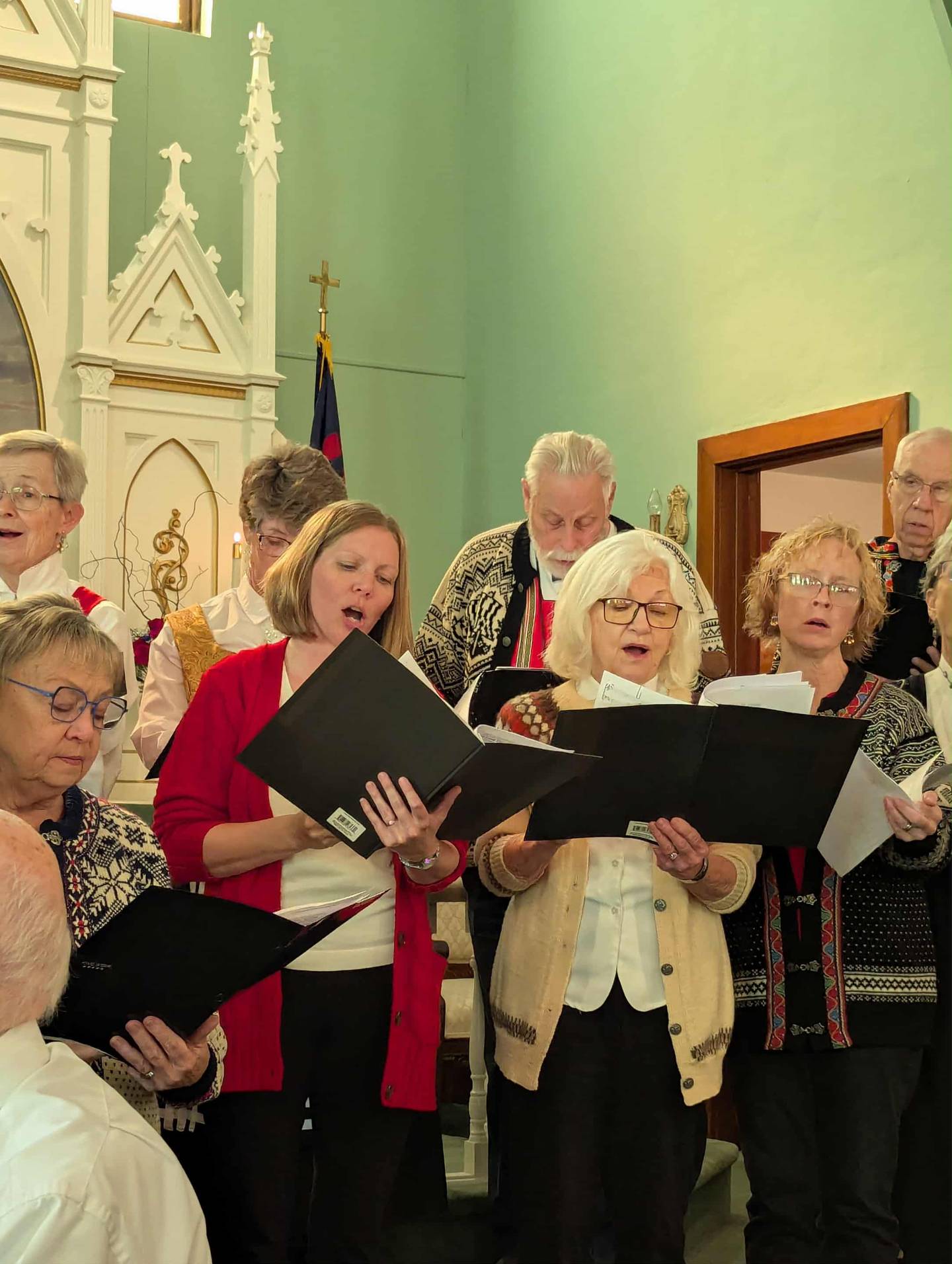 The choir at Stavanger Lutheran Church sings during the Norwegian heritage service on Sunday, Oct. 5.