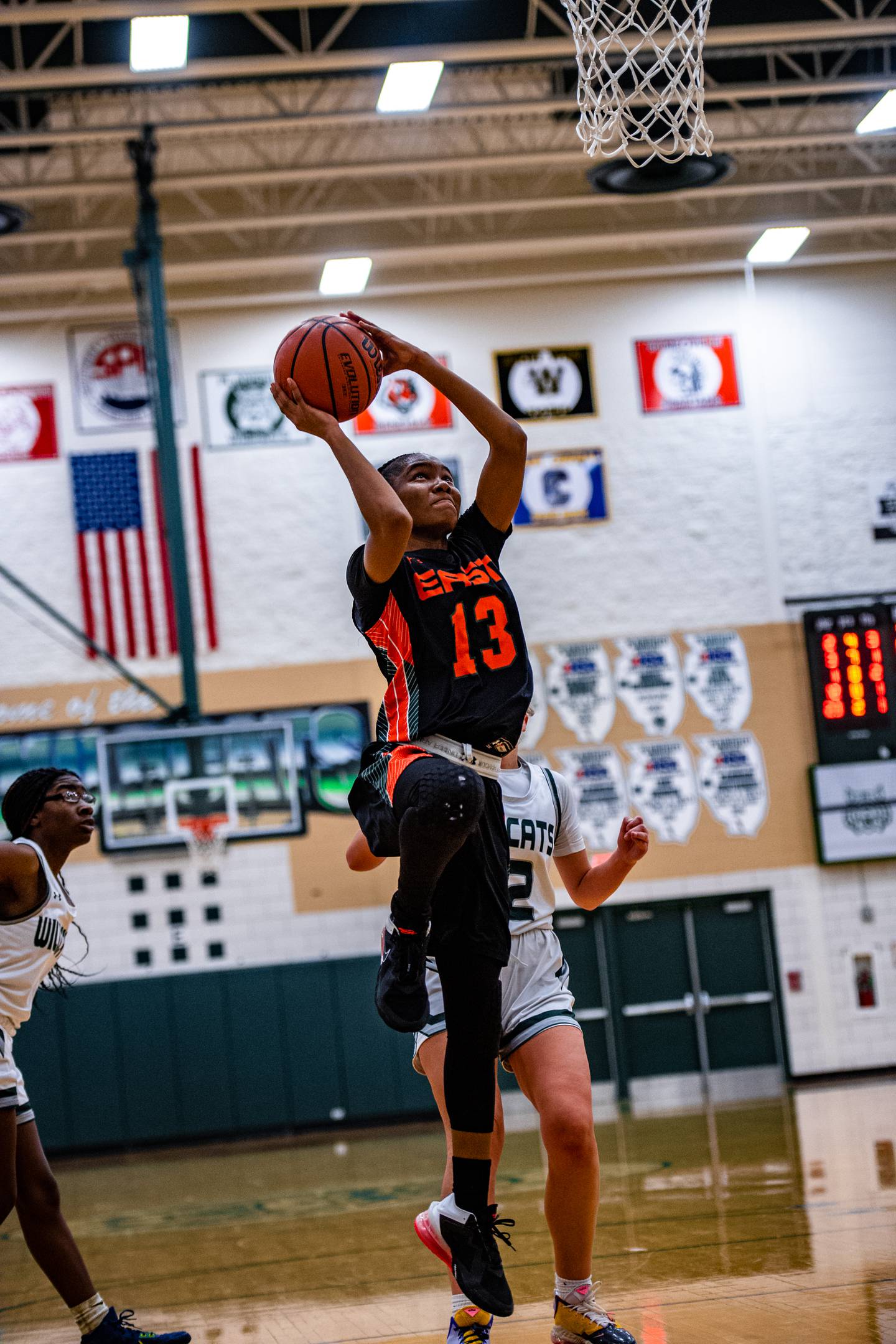 Plainfield Easts Jocelyn Trotter lays up a shot during a game against Plainfield Central Thursday Dec. 1, 2022 at Plainfield Central  High School
