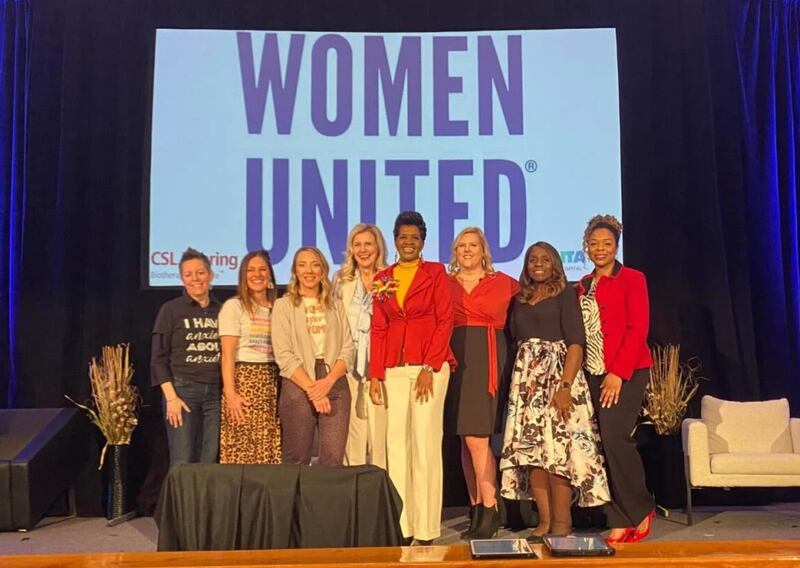 Featured speakers, panelists and presenters take the stage during 2022’s Women United Breakfast. The 2025 breakfast is set for March 18.