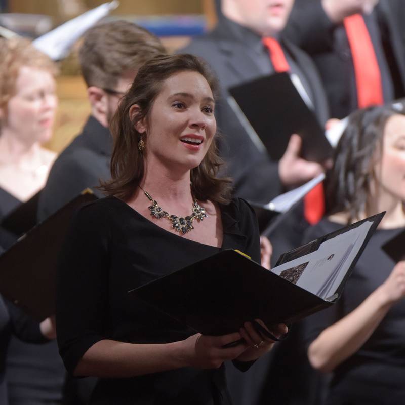 Alto Margaret Fox (center) and the St. Charles Singers