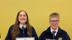 Laci Meyer and Justin Myers recognized as District FFA Proficiency winners