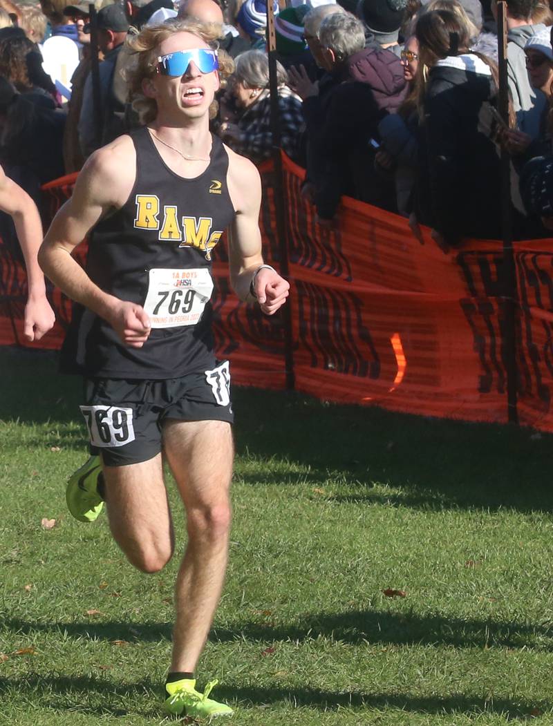Riverdale's Tyler Lockaby competes in the Class 1A State Cross Country race on Saturday, Nov. 4, 2023 at Detweiller Park in Peoria.