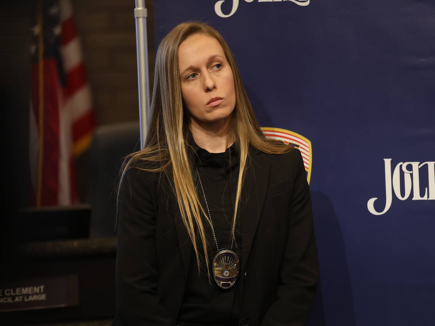 Detective Kristoff Petro attends a press conference regarding the recent arrest of a former Plainfield School District 202 teacher on multiple charges for alleged inappropriate conduct with a student on Monday, April 20, 2026 in Joliet.