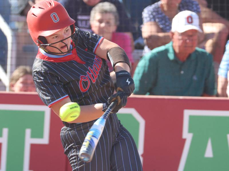 Ottawa's Teagan Darif strikes out swinging during the Class 3A semifinal game on Tuesday, May 26, 2026 at the L-P Athletic Complex in La Salle.
