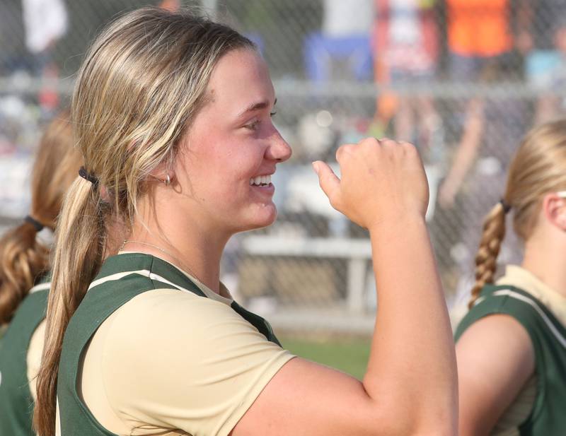 St. Bede's Ella Hermes after walking off the field while getting the win against Ridgewood AlWood/Cambridge in the Class 1A Sectional semifinal game on Tuesday, May 23, 20223 at St. Bede Academy.