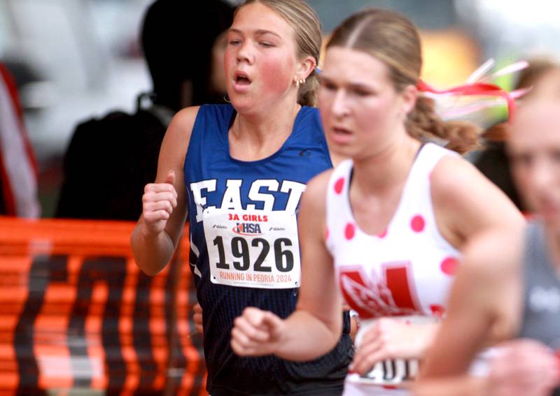 Lincoln-Way East's Kara Waishwell competes in the Class 3A State Cross Country Championships on Saturday, Nov. 9, 2024 at Detweiller Park in Peoria.