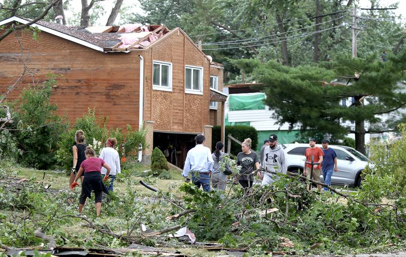 Excessive damage to homes and trees along Woodridge Drive in Woodbridge following a reported tornado late Sunday night, June 20, 2021.