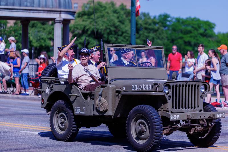 Military Veteran's in an old Jeep at the Memorial Day parade on Monday, May25,2026 in St. Charles.
