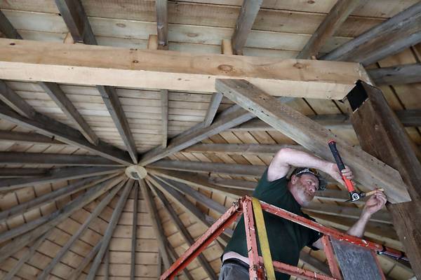 Historic 8-sided barn taken down piece by piece, rebuilt at Richardson Adventure Farm to be event venue