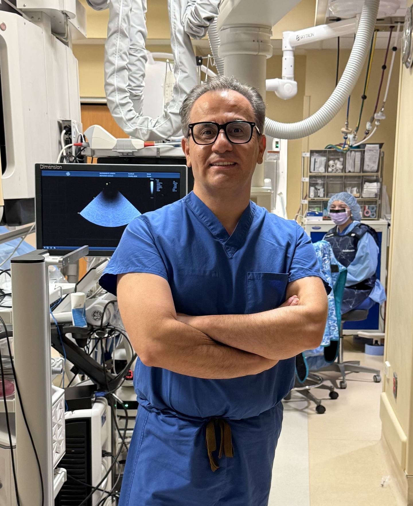 Dr. Ahmad Abdul-Karim, a Joliet electrophysiology cardiologist, is at Saint Joseph Medical Center in Joliet immediately after performing a Pulsed Field Ablation procedure on Thursday, Aug. 14, 2025.