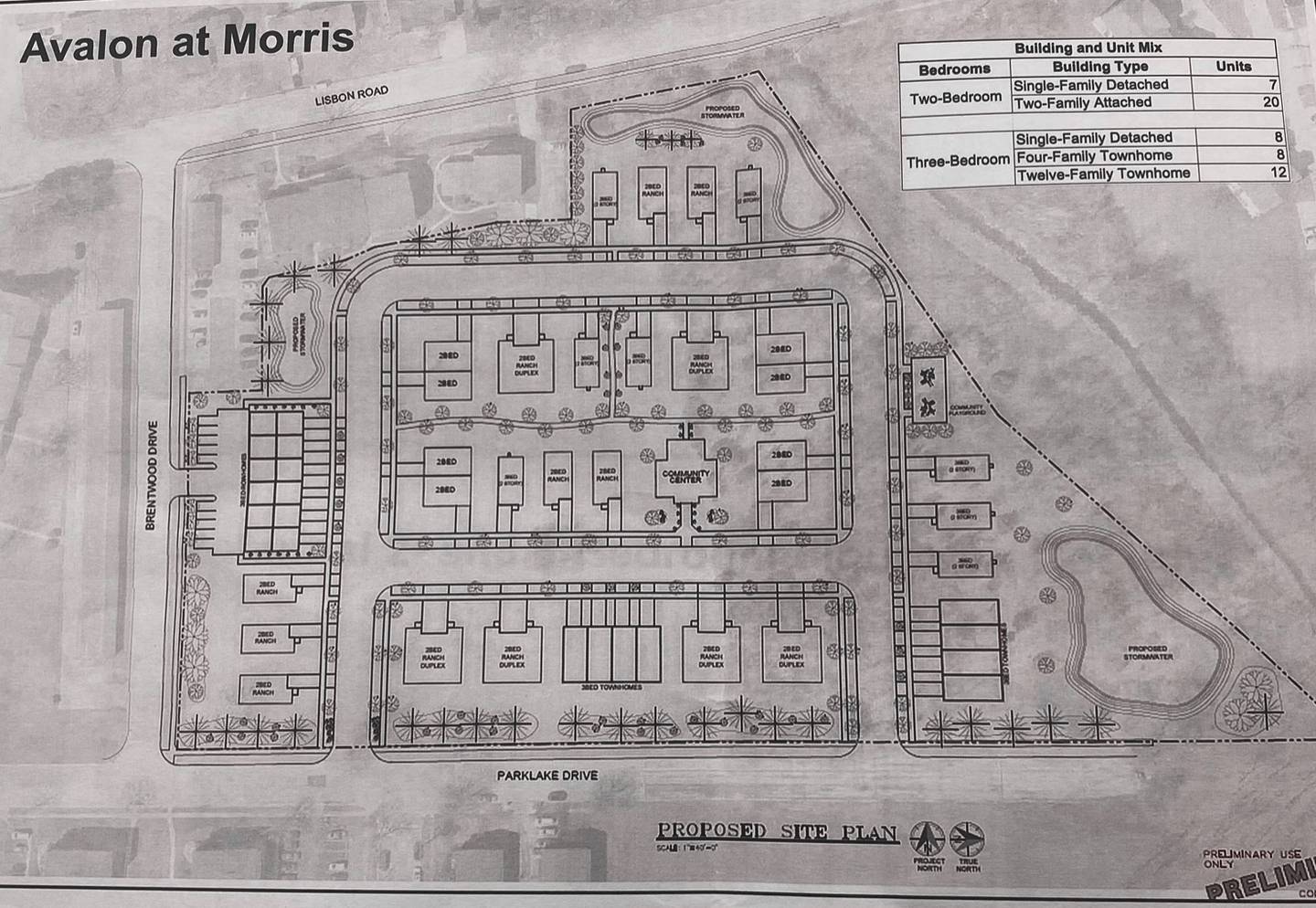 The preliminary plans for Avalon at Morris