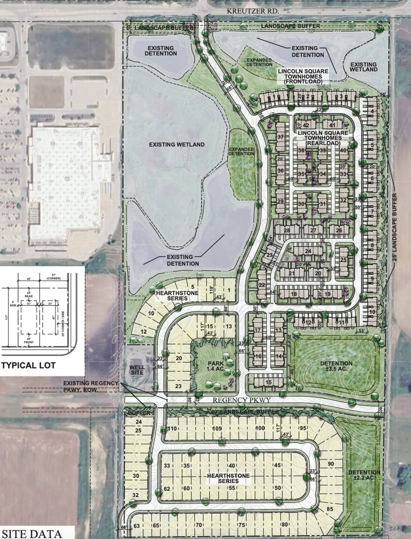 A proposed development could bring over 100 single-family homes and over 200 townhomes to Huntley.