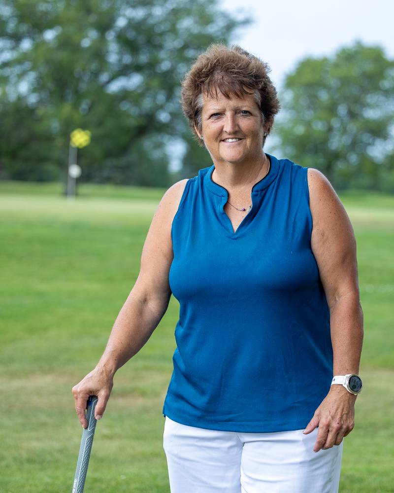 Cheri Russell of Morris CC poses for photo on Saturday, August 10, 2025 at the annual Illinois Valley Women's Golf Tournament at Edgewood Golf Club in McNabb.