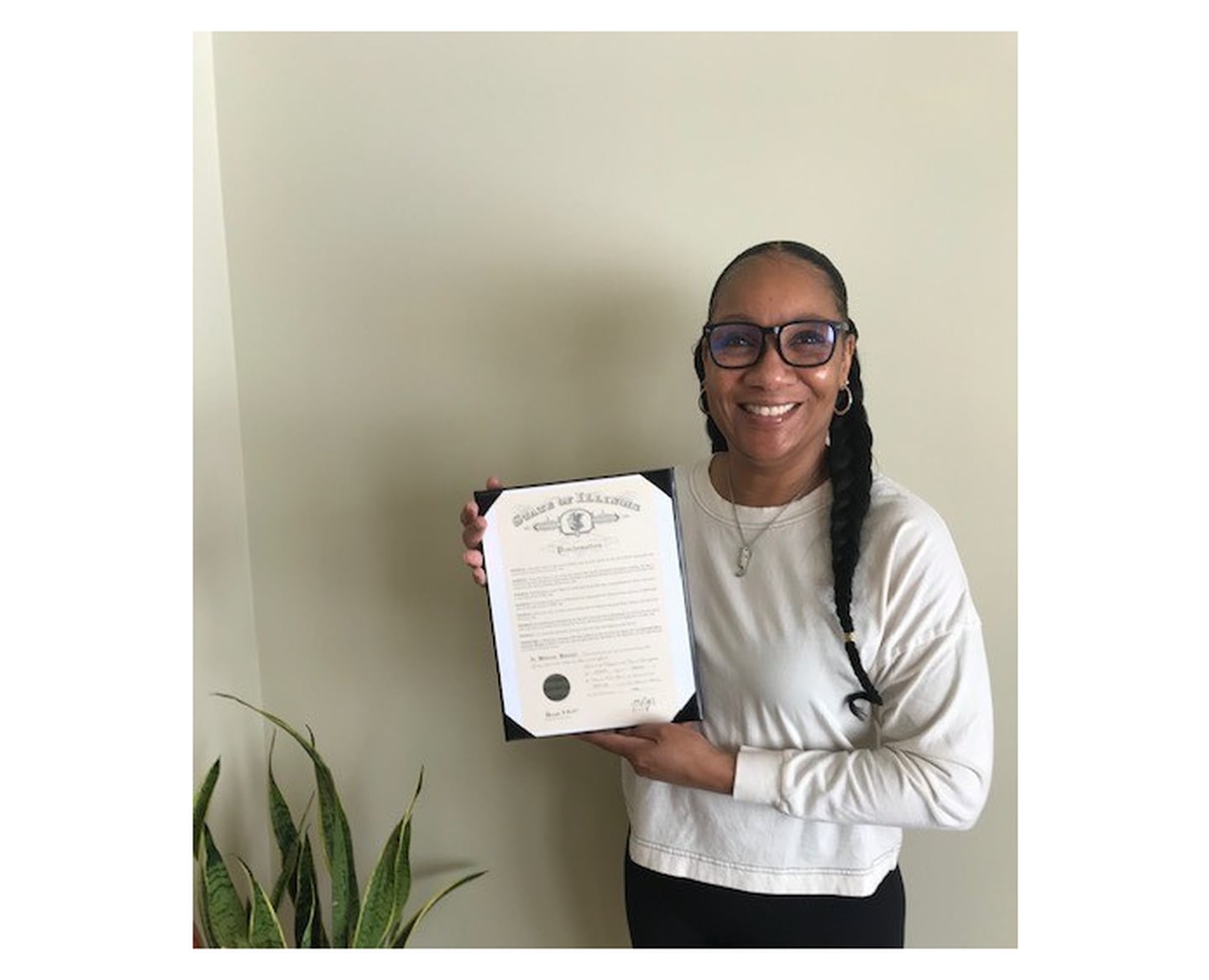 Wenora Johnson of Joliet holds a proclamation from the state of Illinois proclaiming March 2021 as Colorectal Awareness Month. Johnson is a colon cancer survivor and patient advocate.