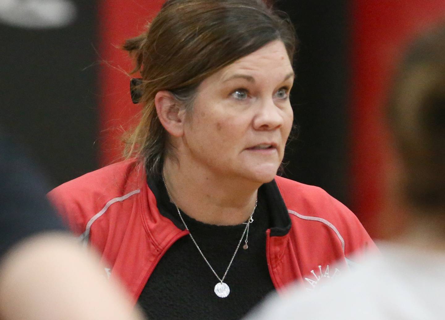Henry-Senachwine head volleyball coach Rita Self coaches her team againt Woodland on Thursday, Oct. 3, 2024 at Henry-Senachwine High School.