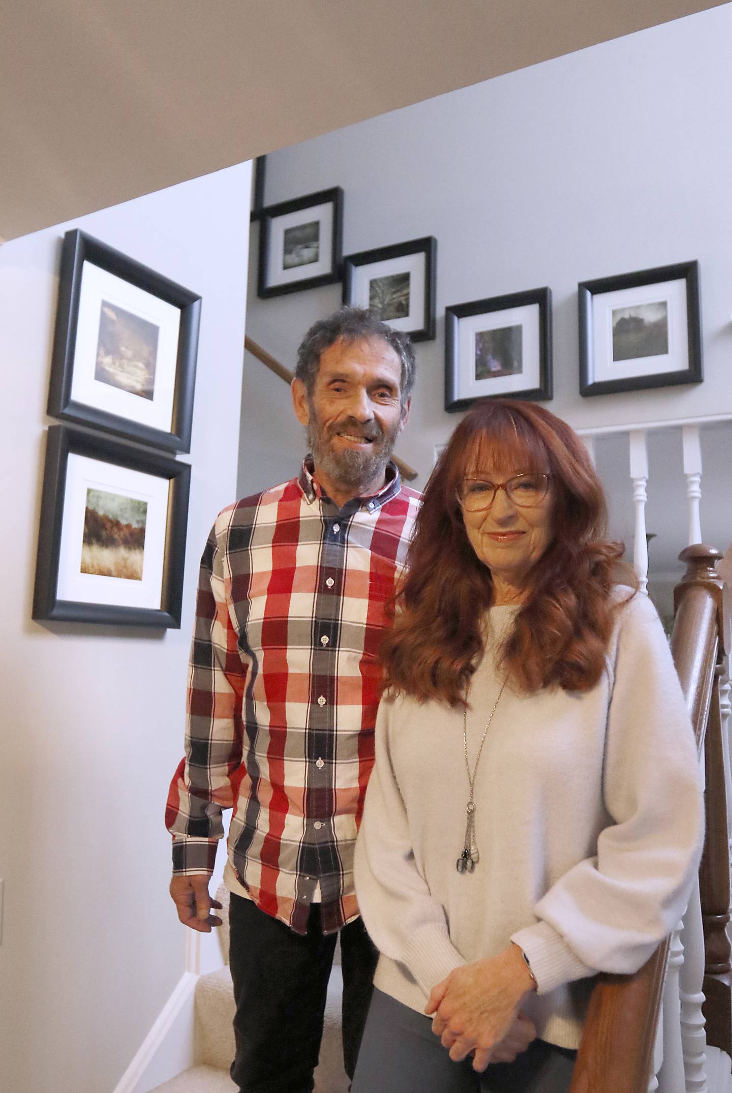 Mike Baber, who needs a kidney, and his wife, Teresa, at their home on Thursday, Dec. 12, 2024, in Marengo. Teresa has been approved as a donor but does not match Mike. They are hoping to find someone else willing to so a swap to get two people the kidneys they need.