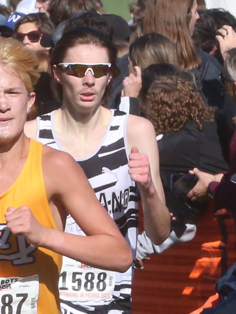 Kaneland's Liam Lentz competes in the Class 2A State Cross Country race on Saturday, Nov. 4, 2023 at Detweiller Park in Peoria.