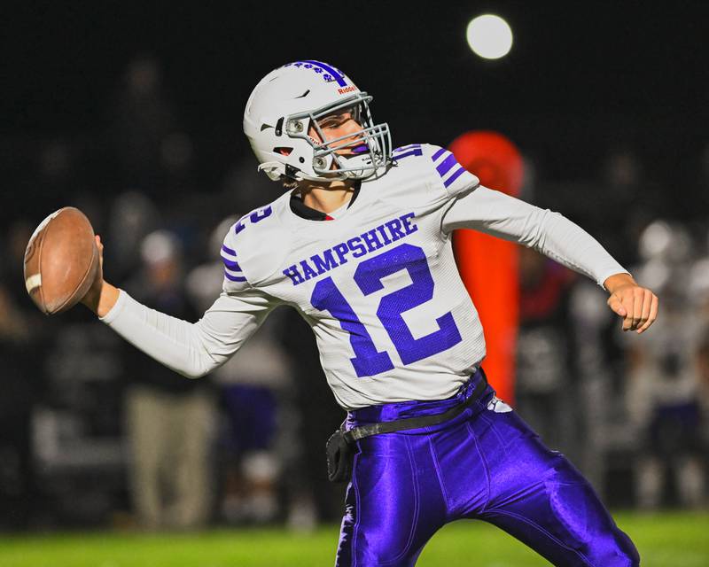 Hampshire's Cole Klawikoski runs for short yardage against Crystal Lake Central during their Fox Valley Conference game on Friday, Oct. 20, 2023 in Crystal Lake.