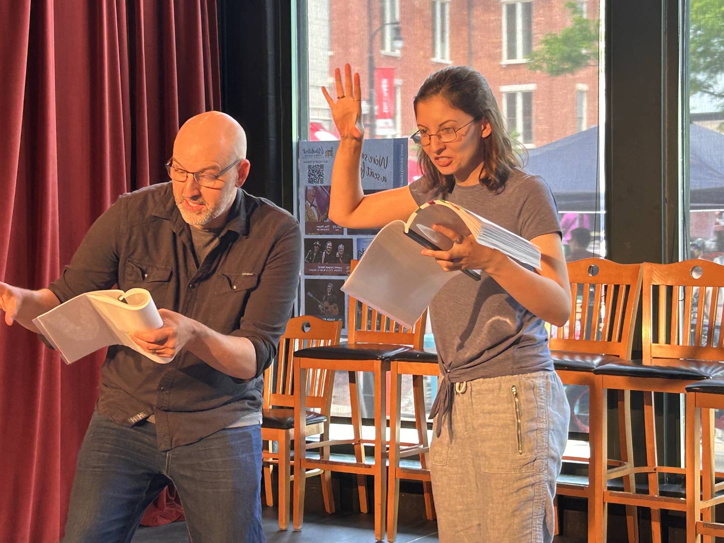 Sean Unverzagt and Mara Hoyt as the Witches in "Macbeth." Woodstock Shakespeare Players 2025
