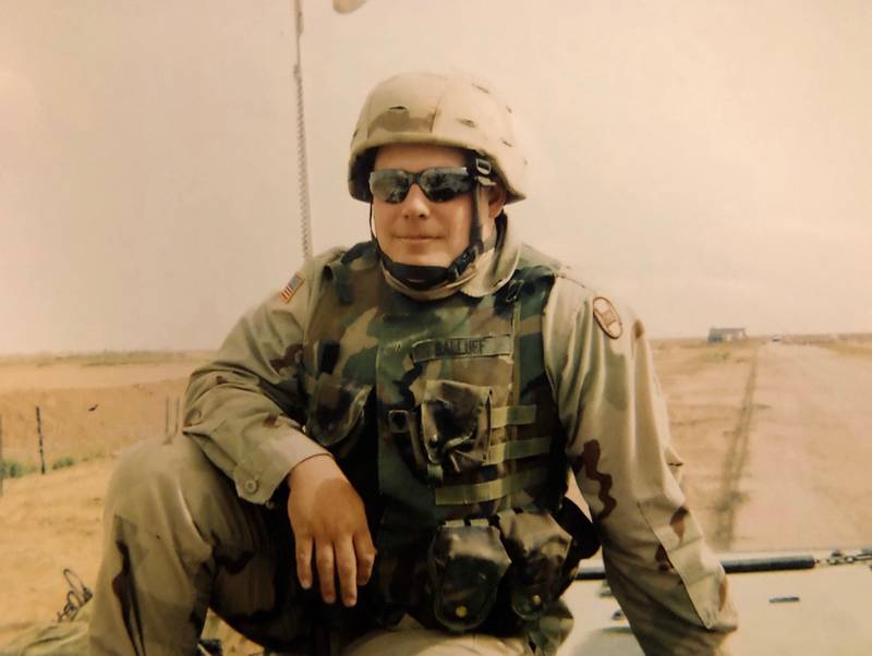Lincoln-Way Central tennis coach Eric Balluff during his time in Iraq back in 2004.