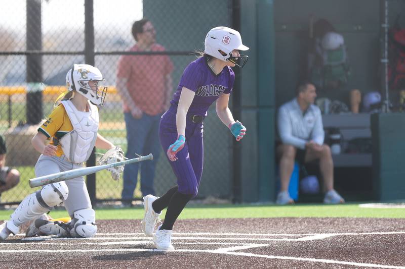 Wilmington’s Keeley Walsh connects against Coal City on Monday, March 30, 2026 in Coal City.
