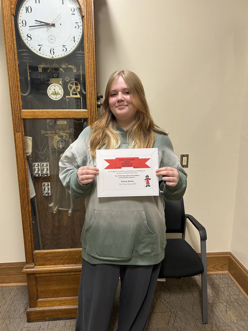 Trenity Kimes, a senior at Ottawa Township High School, has been named the OTHS Educational Foundation Student of the Month for January.
