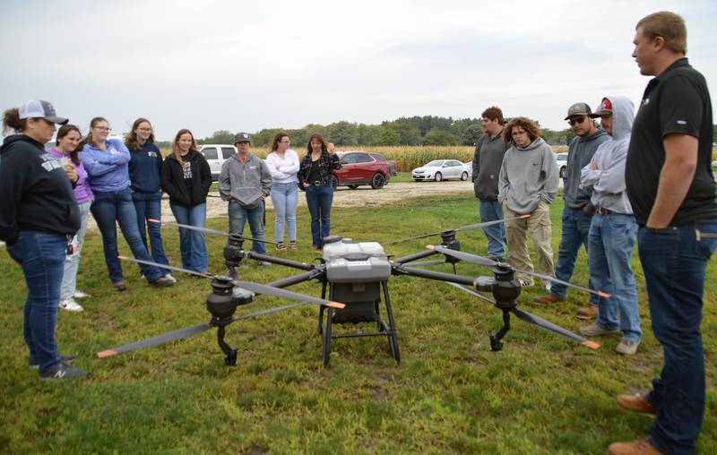 Illinois Valley Community College agriculture students learn about how drones are used in the industry during a recent Field Day at the campus farm. Learn more about the program and how it enriches classroom lessons with field activities during an open house next week.