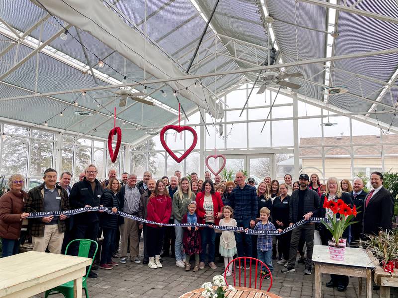 The Sycamore Chamber of Commerce welcoming Kar-Fre Flowers and Gifts with a ribbon-cutting