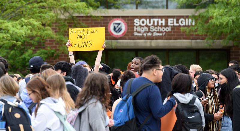 Hundreds of students walked out of South Elgin High School Thursday as part of a nationwide Students Demand Action campaign by young activists committed to ending gun violence in their communities.