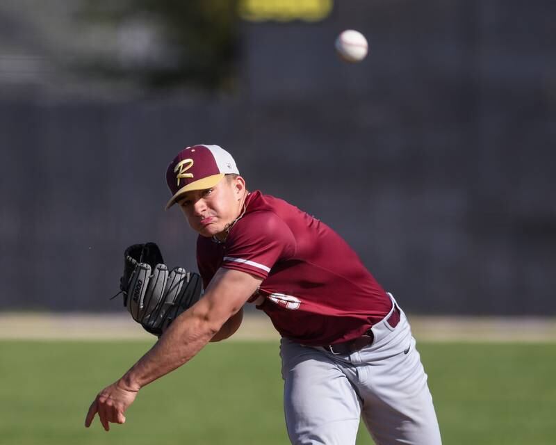 Morris's Cody Delfavero (3) pitches during the game on Wednesday May 1, 2024, while traveling to take on Sycamore in Sycamore.