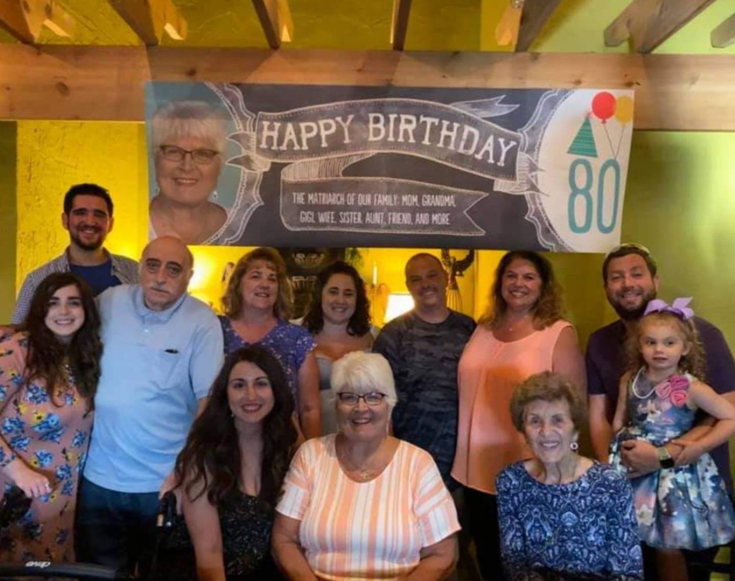 Paula Forester of Mokena (front and center) is pictured with her familyi at her 80th birthday. They are (adults, from left): Rebecca Rosignolo, Anthony Gebbia (behind Rebecca), Dominic Rosignolo, Tracy Rosignolo (Paula's daughter), Amanda Rosignolo (on Paula's right), Heather Zorena (behind Paula), Richard Thiele, Kari Thiele (Paula's daughter)
Loretta Szafranksi (Paula's older sister) and Jason Zorena.