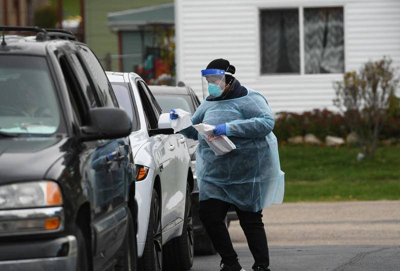 Angela Blunt, Mobile Health Manager for Aunt Martha's, was busy Tuesday administering COVID-19 tests to approximately 36 people who took advantage of the free drive-thru testing event in the parking lot of Centennial Grade School in Polo.