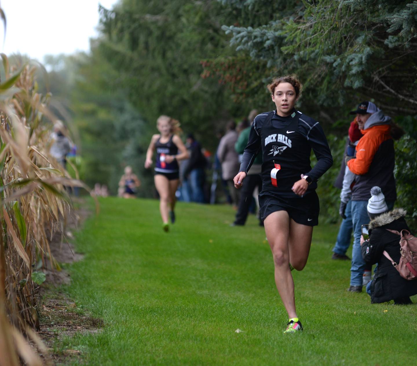 Rock Falls' Ariel Hernandez leads runners at the Big Northern Conference meet at Oregon Park West on Saturday, Oct. 14, 2023. She finished first in the event.