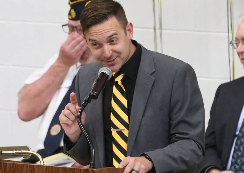 Clayton Theisinger superintendent delivers a speech during the Class of 2023 graduation ceremony on Sunday, May 21, 2023 at Putnam County High School.