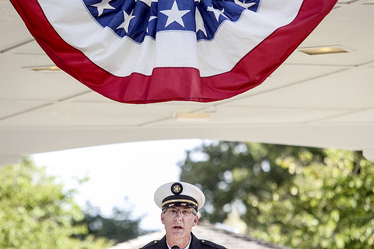 McHenry Township Fire Protection District Chief Tony Huemann speaks during a commemoration Wednesday, Sept. 11, 2013,  at Veterans Memorial Park in McHenry to honor those lost in the Sept. 11 terrorist attacks.